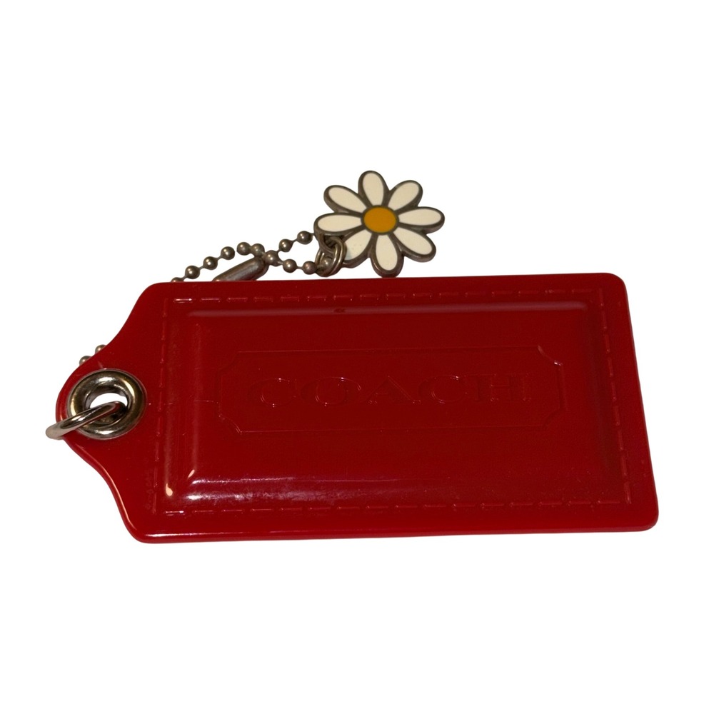 Coach Poppy Red Plastic Hangtag with Enamel Daisy Charm Bag Accessory - Picture 2 of 9